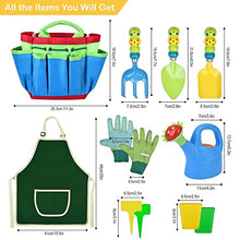 Load image into Gallery viewer, Kids Gardening Tools Set - 12 PCS Colorful Metal Garden Tools Set for Children Include Child Safe Rake Shovel with Cute Handle Design Gardening Kit Outdoor Toys Gift for Kid Age 3 4 5 6 7 8 (Green)
