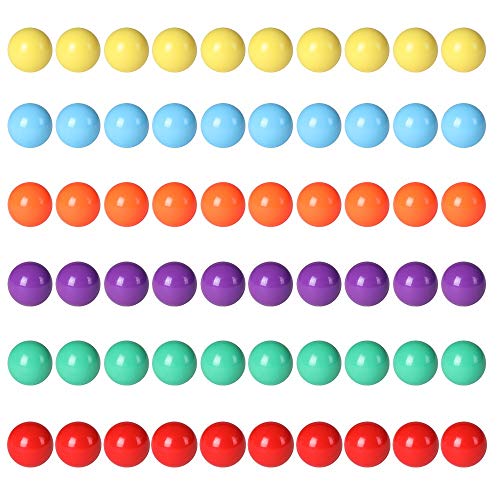 Laviesto Game Replacement Balls for Chinese Checker, 60 Pcs Solid Color Replacement Marbles for Chinese Checkers, Marble Run, Marbles Game(5/8 Inch/6 Colors)