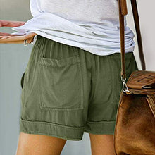 Load image into Gallery viewer, Women Comfy Drawstring Splice Casual Elastic Waist Pocketed Loose Shorts Pants
