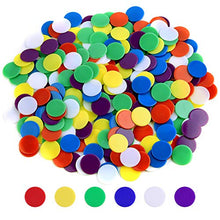 Load image into Gallery viewer, Coopay 300 Pieces Counters Counting Chips Plastic Markers Mixed Colors for Bingo Chips Game Tokens, Contain White, Blue, Green, Yellow, Red, Purple Colors
