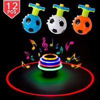 PROLOSO Spinning Top LED Toys Light Up Rotary Desktop Football Gyro 12 Pcs