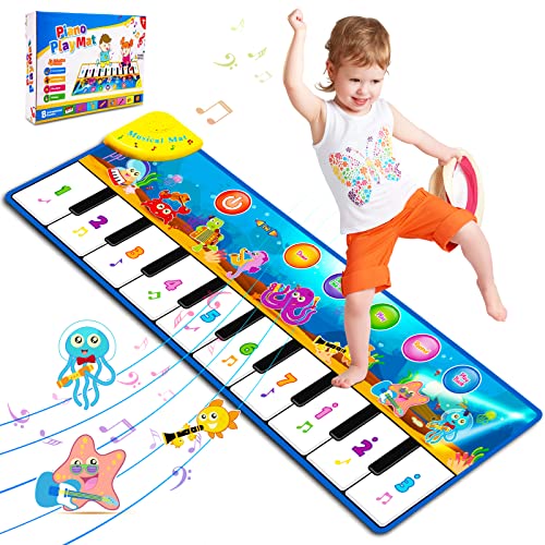 Foayex Baby Toys for 1 Year Old Boys & Girls, Foldable Musical Toys, Learning Floor Mat with 8 Instrument Sounds-Touch Play for Early Education, Chrismas Birthday Gifts for 1 2 3 Year Old Boys Girls