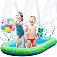 Splashin'kids 3 in 1 Inflatable Sprinkler Pool Kiddie Pool Kids Pool Toddlers Wading Swimming Outdoor Play Mat Splash Pad 9 Months and up Boys Girls Large (Small and Large Size)