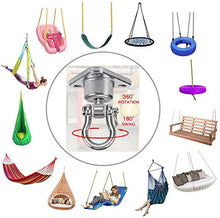 Load image into Gallery viewer, Dakzhou Stainless Steel Hanger with Smooth Swing Bearings, Heavy Duty 180+360 Swivel Swing Hook, 1500 lb Capacity Playground Yoga Hammock Chair Rope, sandbag Porch Swing Bag Sleeve
