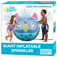SunSmart Who Owl Mega-Spray Ball Sprinkler - Giant Inflatable Sprinkler for Kids with Over 200% More Water Spray