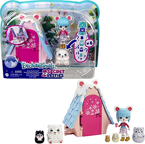 Enchantimals Secret Besties Pawbry Polar Bear Chalet (5.8-in) with 1 Doll (3.5-in), 5 Animal Figures, and 1 Accessory, Snow Valley Enchantimals Collection, Great Gift for Kids Ages 3 and Up