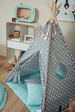 Load image into Gallery viewer, Wigiwama Grey Stars Teepee with Mint Mat, Multicolour, One Size

