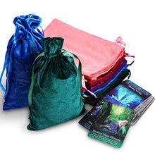 Load image into Gallery viewer, Christams Velvet Tarot Rune Bag Drawstring Velvet Pouch 7 x 9 Inch Moss Green, Royal Blue, Purple, Wine, Ross, Black (12 Pieces)
