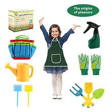 Load image into Gallery viewer, NUZYZ Kids Gardening Tools Set,Watering Can Kettle Gloves Shovel Rake Apron Handbag All in One Accessories Outdoor Toys Kit for Boys and Girls Gift
