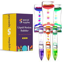 Load image into Gallery viewer, Special Supplies Liquid Motion Bubbler Toy Timer and Pen Combo (Set of 6) Colorful Hourglass Timer with Droplet Movement, Bedroom, Kitchen, Bathroom Sensory Play, Cool Home or Desk Dcor
