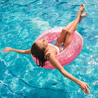Boxgear Rose Gold Glitter Swim Ring for Pool Beach Lake Glitter Pool Inflatable Swim Tube Glitter Swim Ring for Kids, Adults Pool Floating Tube Inflatable Pool Float Glitter Pool Ring (48 Inch)