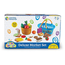 Load image into Gallery viewer, Learning Resources New Sprouts Deluxe Market Set, Play Food, Grocery Play Toy, 32 Piece Set, Ages 2+
