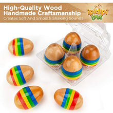 Load image into Gallery viewer, Funky Egg Musical Handmade Shakers Maracas for Kids 4 -Pack Natural, Wooden Percussion Instruments - Cut Easter Designs - Montessori Sound Making Shakers - Sensory for Girls, Boys - Basket Stuffers
