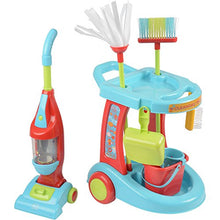 Load image into Gallery viewer, Constructive Playthings Kid Sized Little Helper Cleaning Trolley With Play Vacuum Cleaner, Sweeper A
