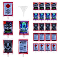 21 Packs Halloween Blood Bags for Drinks,Reusable Blood Cups Containers with Funnel Reusable Drink Container for