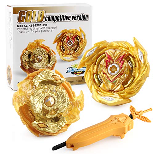 FirstToy Bey Battle Burst Evolution Attack Gold Gyro Pack for Battling Tops Game with 4D Launcher Grip Starter