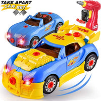 Liberty Imports Kids Take Apart Toys - Build Your Own Racing Vehicle Toy Construction Playset - Realistic Sounds and Lights with Tools and Power Drill (Race Car)