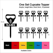 Load image into Gallery viewer, TA1160 Paintball Mask Silhouette Party Wedding Birthday Acrylic Cupcake Toppers Decor 10 pcs with Personalized Your Name
