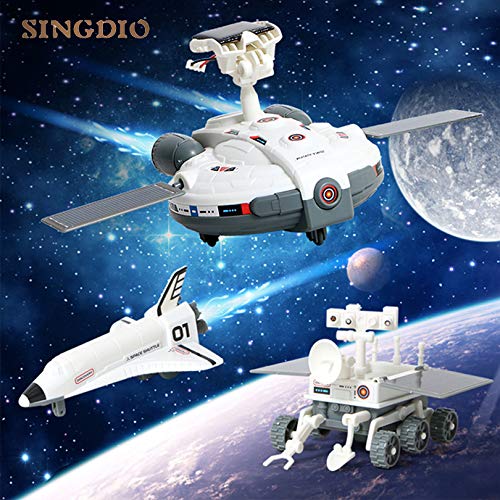 LI Li3 in 1 Solar Power Science Experiment Toy Children DIY Kit Assemble Robot Space Cornerstone Station Spacecraft Moon car Education Gift ( Color : Solar Toy )