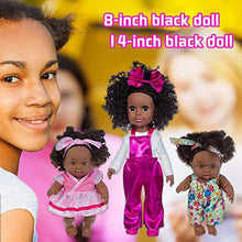 Load image into Gallery viewer, K.T. Fancy 14.5 Inch Black Baby Girl Doll and Clothes Set African Washable Realistic Silicone Girl Dolls with Cute Overalls Clothes and Shoes-Best Gift for Kids Girls
