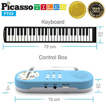 Load image into Gallery viewer, PicassoTiles PT49 Portable Kid&#39;s 49-Key Flexible Roll Up Educational Electronic Digital Music Piano Keyboard w/ Recording Feature, 8 Different Tones, 6 Educational Demo Songs &amp; Build-in Speaker - Blue
