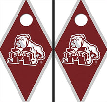 Load image into Gallery viewer, Mississippi State University Bulldog Maroon and White Matching Diamond Themed Cornhole Boards
