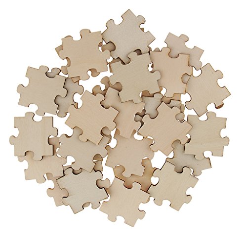 DYNWAVE 50Pc Blank Wood Puzzle Pieces Wedding Crafts Toys