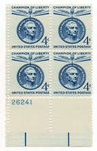 Load image into Gallery viewer, #1125 - 1959 4c Jose de San Martin Postage Stamp Numbered Plate Block (4)
