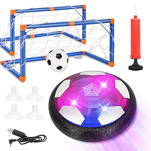 Kids Toys Hover Soccer Ball Set with 2 Goals, Fixget Rechargeable USB Floating Air Soccer with LED Light and Upgraded Bumper, Perfect Time Killer for Boys Girls Indoor Games Birthday Christmas Party