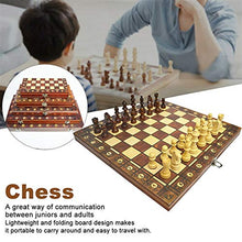Load image into Gallery viewer, Wooden Chess Backgammon Checkers 3 in 1 Chess Game Ancient Chess Travel Chess Set Wooden Chess Piece Chessboard Chess Pieces Set (Color : 24 x 24cm)
