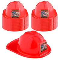 24 Pieces Firefighter Hat Plastic Fireman Hat Fire Chief Helmet for Kids Dress up Party Hats Costume Role Play Party (Red)