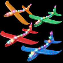 Load image into Gallery viewer, MIMIDOU 4 Pack Flashing Glider Plane, Illuminated Colored led Lights can Play at Night, Foam Airplane Have 2 Flight Mode, The Best Airplane Toys Gift.
