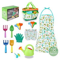 Genround Kids Gardening Tool Set, 18 PCS Kids Gardening Play Toy Sets with Carry Bag Includes Kids Rake, Shovel, Spade, Fork, Watering Can, Childs Garden Growing Kits Gifts for Little Gardener
