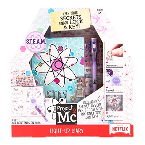 Project MC2 Light Up Diary with Invisible Ink by Horizon Group USA, Keep Your Secret Diary, Journal Safe Under Lock & Key, Write using Invisible Ink, Decorate with Stickers & More