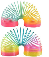 Jumbo Rainbow Coil Spring Toy,Classic Novelty and Colorful Neon Plastic Toy Party Supplies for Boys Girls Gift Toys Easter Halloween Birthday Children's Day 3.4 Inch 2 Pack