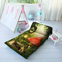 Load image into Gallery viewer, Kids Floor Pillow Enchanting Fairy Lounge Bench in a deep Magical Forest Illuminated by Pillow Bed, Reading Playing Games Floor Lounger, Soft Mat for Slumber Party, for Kids, King Size
