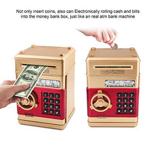 Load image into Gallery viewer, Setibre Piggy Bank, Electronic ATM Password Cash Coin Can Auto Scroll Paper Money Saving Box Toy Gift for Kids (Gold)
