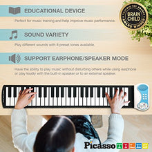 Load image into Gallery viewer, PicassoTiles PT49 Portable Kid&#39;s 49-Key Flexible Roll Up Educational Electronic Digital Music Piano Keyboard w/ Recording Feature, 8 Different Tones, 6 Educational Demo Songs &amp; Build-in Speaker - Blue
