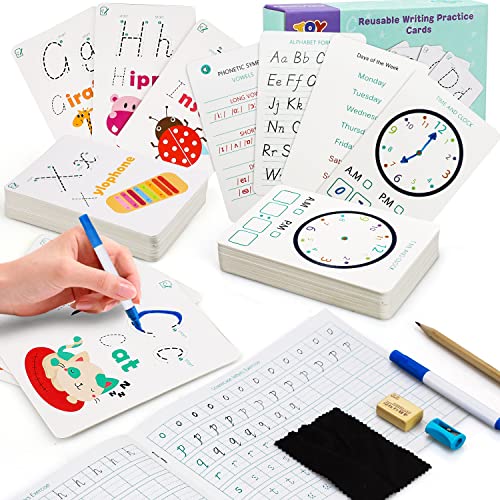 TOY Life Dry Erase Alphabet Flash Cards with ABC Flash Cards for Alphabet Affirmation Workbook - Toddler Flash Cards Preschool Homeschool 3 4 5 Years Flash Cards Read Write Learning Cards Toddlers