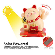 Load image into Gallery viewer, Fortune Lucky Wealth Welcoming Cat Solar Powered Cute Cat with Waving Arm Home Display Car Decor(Yellow)
