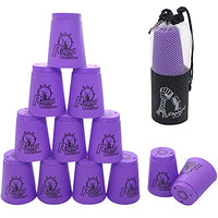 12 Pack Quick Stack Cups Set Plastic Sports Stacking Cups Speed Training Game for Travel Party Challenge Competition (Purple)