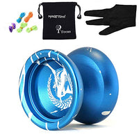 Magic YOYO N12 Alloy Aluminum Metal Professional Yo-yos Toy Yo Yo Ball with 1 Gloves And 5 Strings (Blue-White)