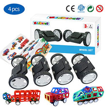 Load image into Gallery viewer, Magblock 4 Pieces Wheels Set, Compatible with Other Brands of Standard Size Square Shape with Hole Magnetic Blocks, are not Suitable to Magnetic Tile Without Hole, Wheels Bases for Kids/Toddler Toys
