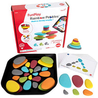 Rainbow Pebbles FunPlay Activity Set - 36 Sorting and Stacking Toys + 50 Activities + Messy Tray p- - Homeschool Kit for Kids