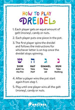 Load image into Gallery viewer, Let&#39;s Play Dreidel The Hanukkah Game 4 Multi Solid Colored Hand Painted Wooden Dreidels - Instructions Included! - D-4C

