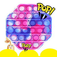 Fidget Toy Cheap Push Pop Fidget Toy, Push Pop Bubble Sensory Fidget Toy Silicone Pop Bubble Sensory Silicone Toy, Stress Reliever (Blue/Pink/White Tie Dye-Octagon)