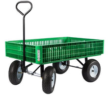 Load image into Gallery viewer, Farm Tuff 30-Inch by 46-Inch Crate Wagon with 5-Inch by 13-Inch Tires, Green/Grey/Blue
