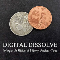 ZQION Enjoyer Digital Dissolve (Morgan & Statue of Liberty Ancient Coin) Close up Magic Coin Tricks Illusions Coins Gimmick