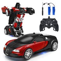 Zahooy RC Car Robot Transform Model Toy,1:18 Red Remote Control Deformed Vehicles,Racing Automobile Deformation with Realistic Engine Sounds&One-Button Transformation&360Speed Drifting for Boys Girls