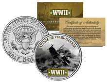 Load image into Gallery viewer, World War II ATTACK ON PEARL HARBOR JFK Kennedy Half Dollar US Coin
